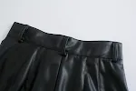 Calças de couro finas de cintura alta estilo europeu e americano. Look casual e elegante para um visual moderno e sofisticado. — foto 5
