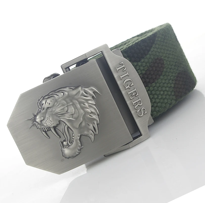 Men's Casual Tiger Head Automatic Buckle Canvas Belt — photo 13