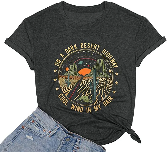 Title 4, Nuova T-shirt donna retrò con stampa cactus e l...