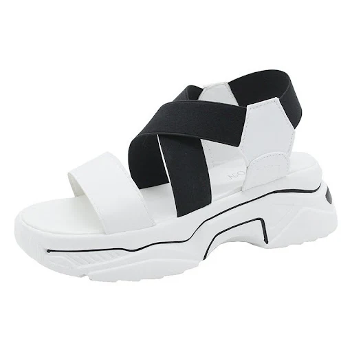 Title 5, Color-blocking crossover simple beach sandals f...