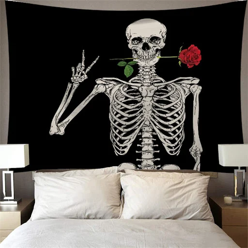 Title 4, Skull Tapestry Hanging Cloth Net Red Bedroom De...