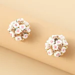 Brincos românticos de cerâmica com flor de rosa, diamantes e liga metálica. Adicione charme e beleza. — foto 35