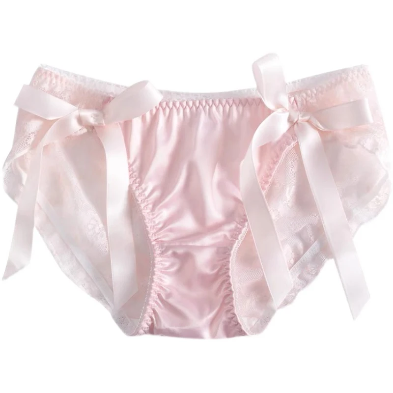 Effen katoenen slip met kanten achterkant en een schattig strikje. Zacht en comfortabel voor dagelijks gebruik. — foto 5