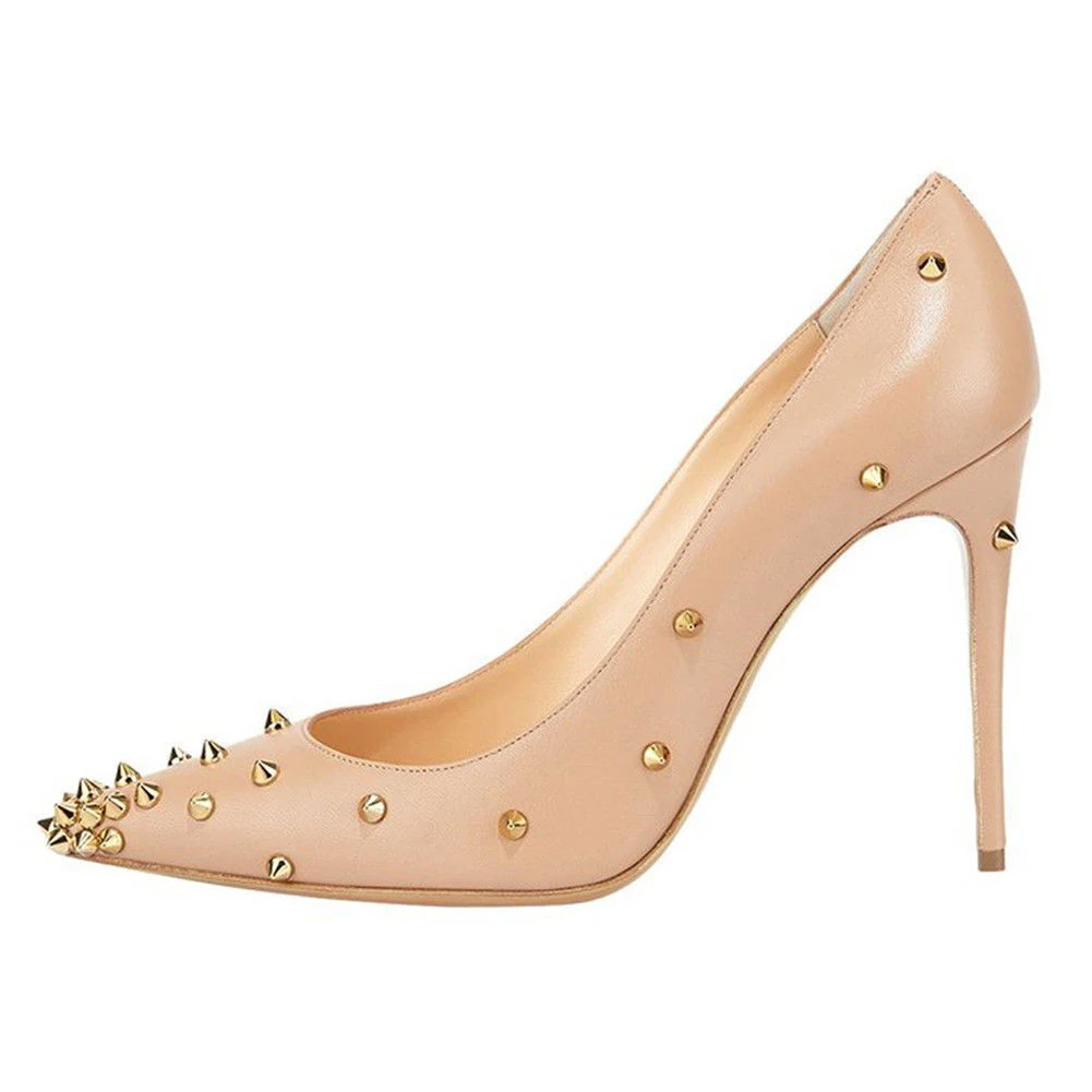 Women's fashion high heels, single pointed toe, shallow mouth, rivet stiletto shoes, perfect for parties and special eve — photo 3
