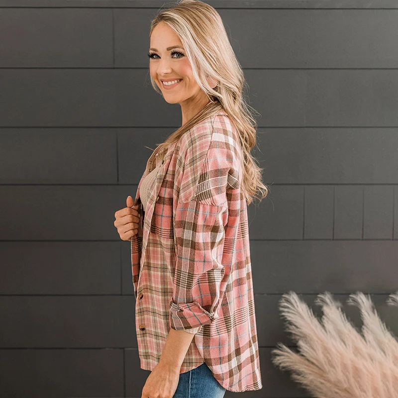 Title 9, European And American Plaid Shirt Spring And Au...