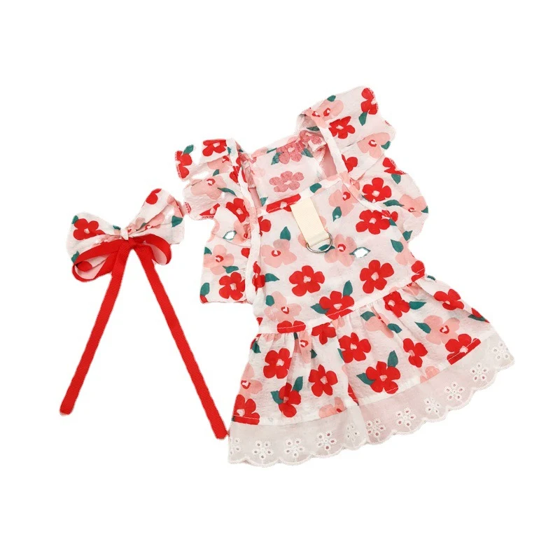 Title 1, Pet Dog And Cat Print Floral Dress, a stylish a...