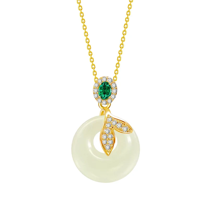 Colar de Jade Hetian com fivela da paz em prata esterlina S925. Desfrute da serenidade e estilo. Perfeito para uso diário. — foto 3