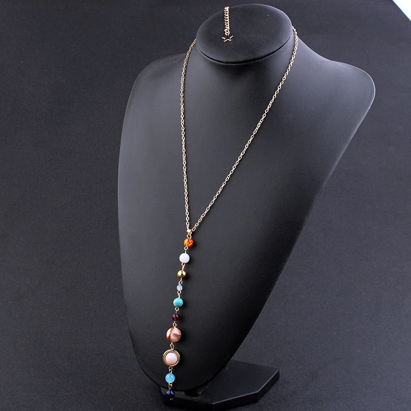 E Galaxy Oito Planetas Pulseira Tornozeleira Sistema Solar Colar Suéter. Use esta joia que te conecta ao cosmos com elegância e estilo único. — foto 12