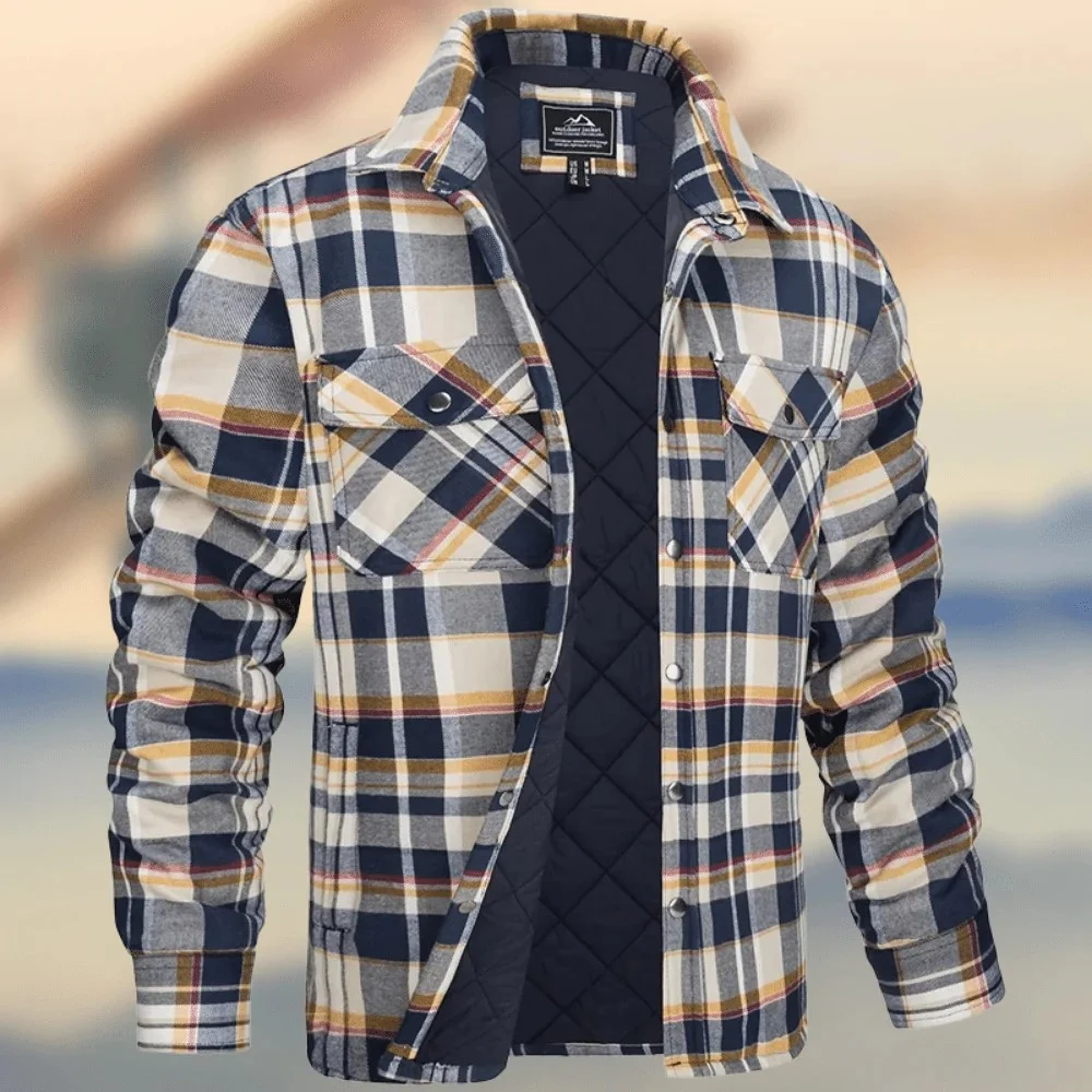Camisa masculina de manga longa, grossa, xadrez com lapela, jaqueta perfeita para o outono e inverno, confortável e estilosa. — foto 12