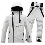 Tuta da sci tinta unita per uomo e donna. Protezione impermeabile e calore sulla neve. Perfetta per sciare e fare snowboard. Comfort e stile in montagna. — foto 14