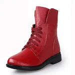 Casual lace-up flat red Martin boots for women. Versatile and all-match ankle boots. Comfortable and stylish footwear fo — photo 2