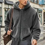 Jaqueta com capuz e zíper Bejirog masculina americana, dupla face, solta. Conforto e estilo casual para o dia a dia com esta jaqueta. — foto 1