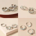 Conjunto de 3 Anéis Geométricos Retro Aloofness para Mulheres Estilo Único e Moderno, Ideal para Todas as Ocasiões, Adicione Sofisticação. — foto 1