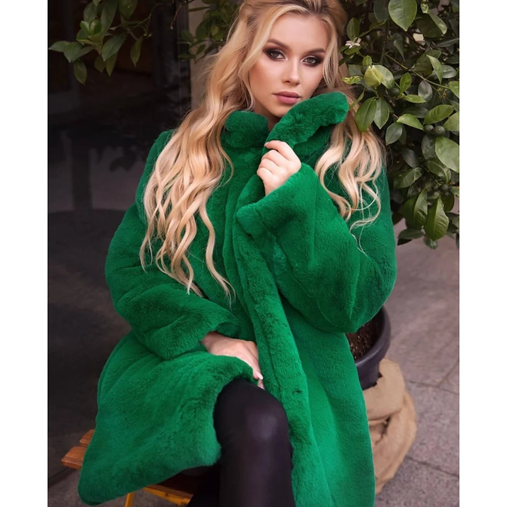 Title 8, Womens Stand-up Collar Winter Faux Fur Coat Mi...