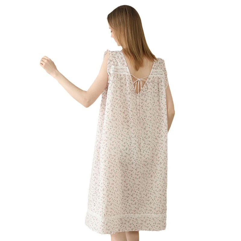 Title 1, Womens Floral Backless Lace-up Cute Nightdress
