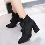Botas Martin femininas novas outono e inverno 2021, camurça, salto grosso e alto, com cadarço, estilo europeu e americano, botas infantis. — foto 2