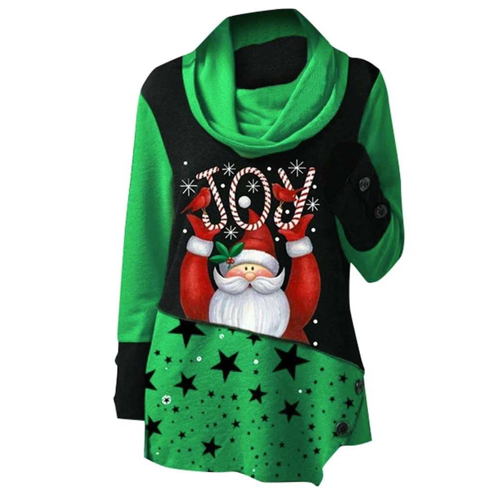 Women's Printed Stacking Collar Fashion Santa Sweatshirt — photo 9