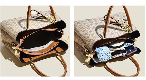 Title 5, Printed Tote Bag With Flower Pendant, New Tempe...