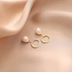 Brincos femininos de pérolas naturais de água doce. Realce seu temperamento e estilo com esta joia de moda elegante e atemporal. — foto 4