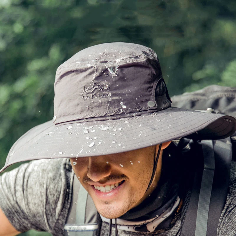 Chapéu de pescador masculino com aba larga, perfeito para pesca e atividades ao ar livre, oferece proteção solar e conforto. — foto 2