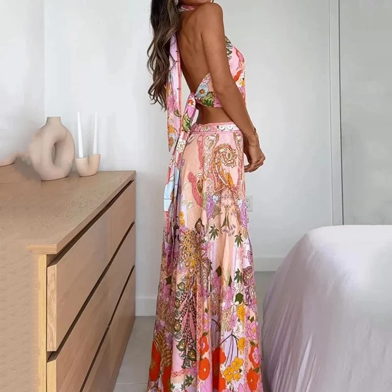 Fashion Printed Half Turtleneck Sleeveless Mid-length Expansion Skirt Suit — photo 5