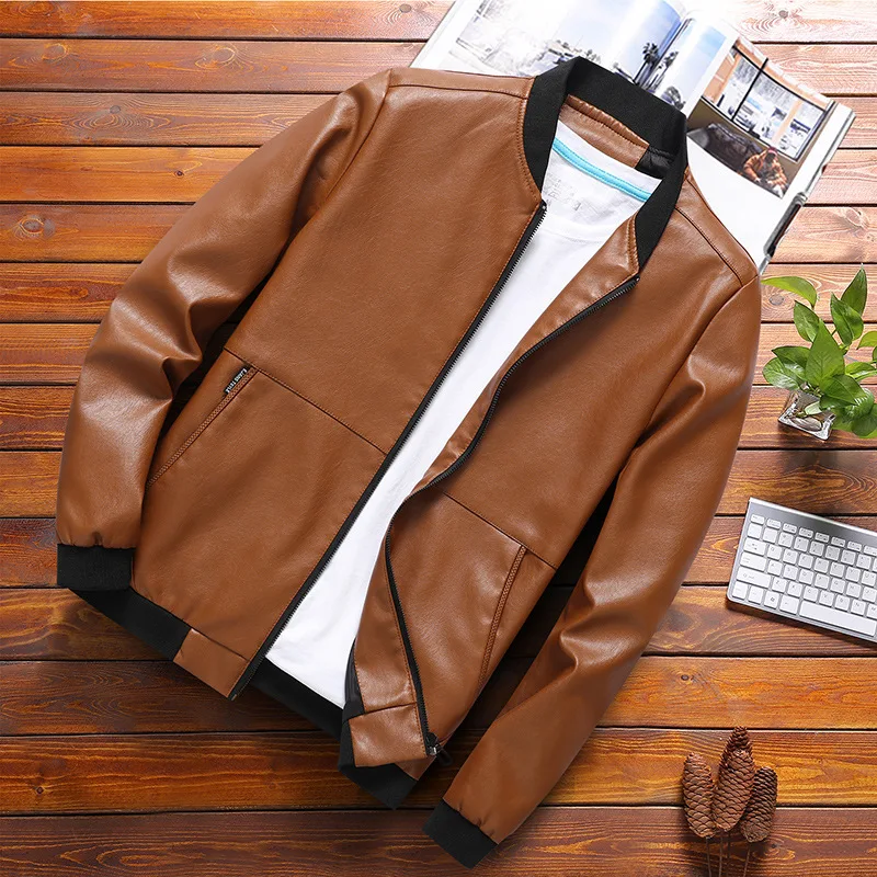 Men's Baseball Uniform Casual Leather Jacket. Stylish, comfortable, and perfect for everyday wear. A timeless design tha — photo 4