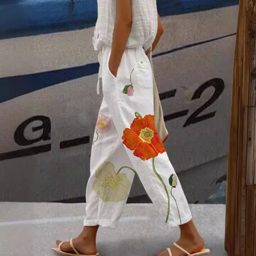 Casual Drawstring Pocket Floral Print Jumpsuit, offering a comfortable and stylish outfit. Features practical pockets an — photo 13