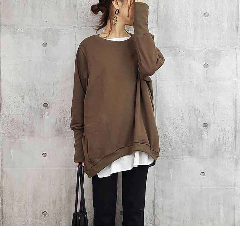 Damen-Baumwollpullover Loose And Idle, große Version, einfarbig — foto 1