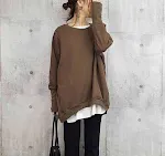 Damen-Baumwollpullover Loose And Idle, große Version, einfarbig — foto 1