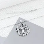 Vintage 925 Sterling Silver Tree of Life Colar Round Pingente Colar Women Women Jewelry Birthday Gift para vovó Lam Hub F — foto 6