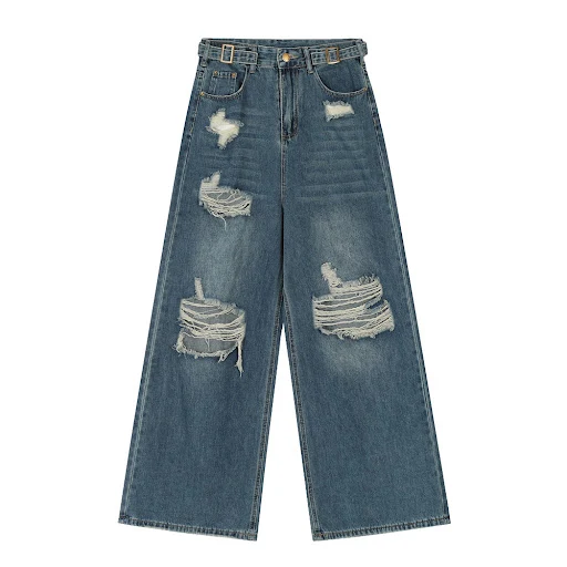Title 5, Jeans masculinas fashion com rasgos e perna lar...