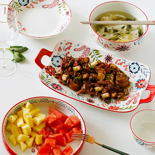 Title 4, Home American Tableware Hand Drawn Creative Flo...