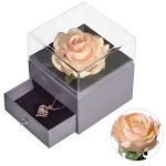 Caixa de joias acrílica com flores preservadas e colar. Presente romântico e elegante para ela. Perfeito para guardar suas joias e memórias. — foto 11