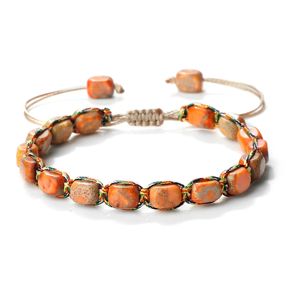 Pulseira artesanal com corda de cânhamo Emperor Stone e contas 3D. Desfrute do conforto e da beleza natural em cada detalhe. — foto 1