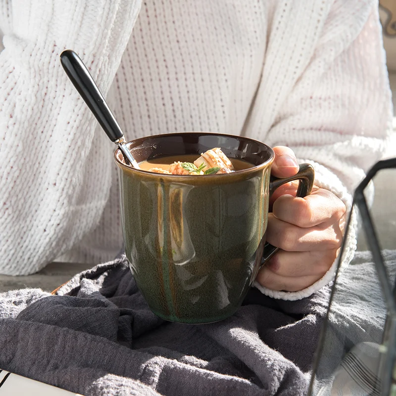 Large Capacity Women's Simple Retro Ceramic Cup with Lid and Spoon, enjoy your coffee or tea at home in style and comfor — photo 13