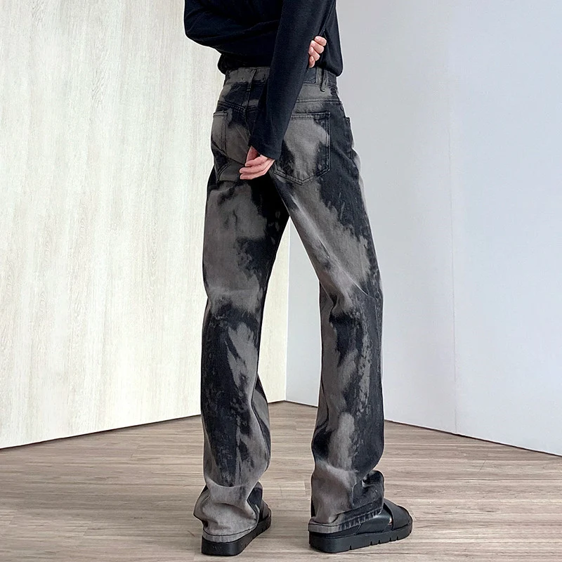 Jeans de hombre estilo coreano holgados y desgastados con lavado callejero Tendencia suelta para un look moderno y cómodo — foto 4