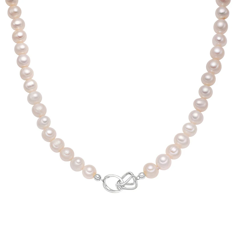 Colar feminino de pérolas irregulares barrocas em prata 925 com fivela universal de 8 palavras — foto 3