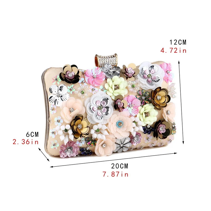 Bolsa clutch feminina floral europeia e americana para banquetes, elegante para festas à noite, acessório perfeito para eventos especiais. — foto 4