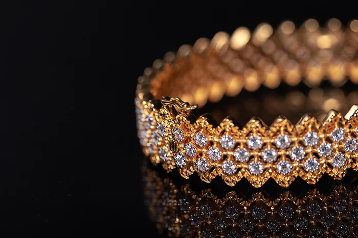 Title 9, Pulseira de renda feminina banhada a ouro e pra...