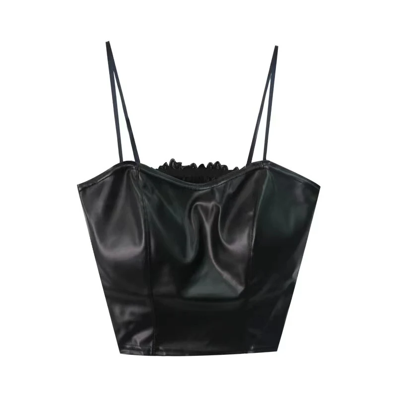 Retro Leather Vest Women Wear Short Stretch — photo 3
