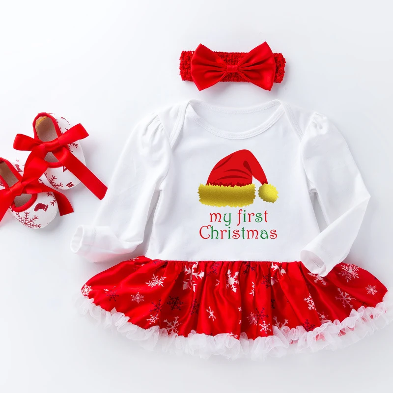 Roupa de Bebê de Natal Manga Longa. Conjunto ideal para recém-nascidos, este vestido de bebê garante conforto e aquecimento para as festas. — foto 13