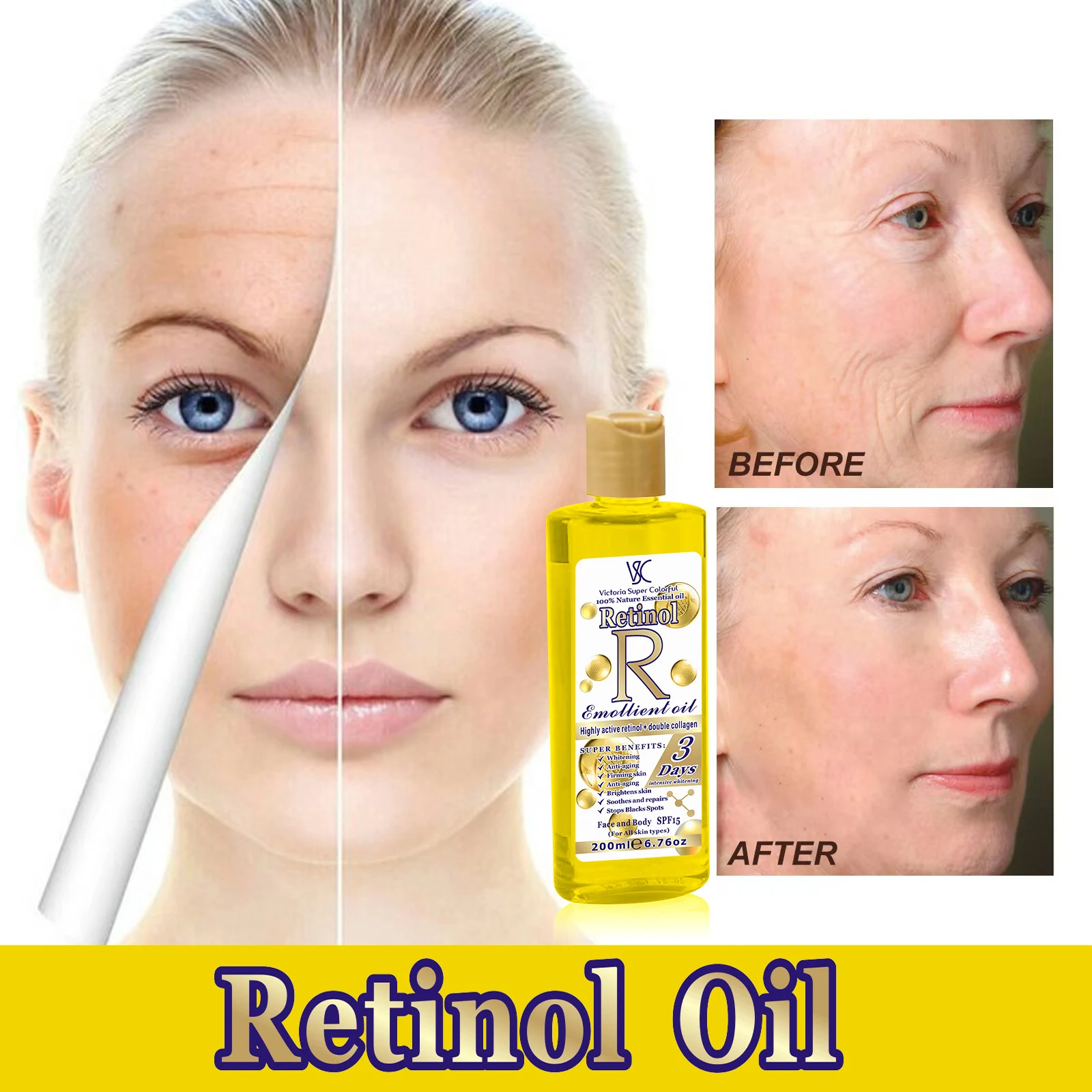 Huile Apaisante Visage au Rétinol pour le Corps. Réduit les Rides et Irritations, Hydratant la Peau en Profondeur. Peau Radieuse et Douce. — photo 3