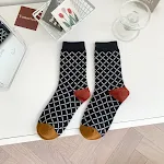 Creative And Fashionable Plaid Flower Tube Cotton Socks — photo 8