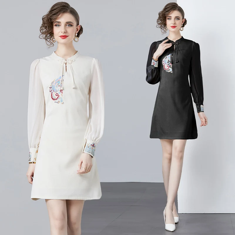 Title 9, New Chinese Style Embroidery Dress Women