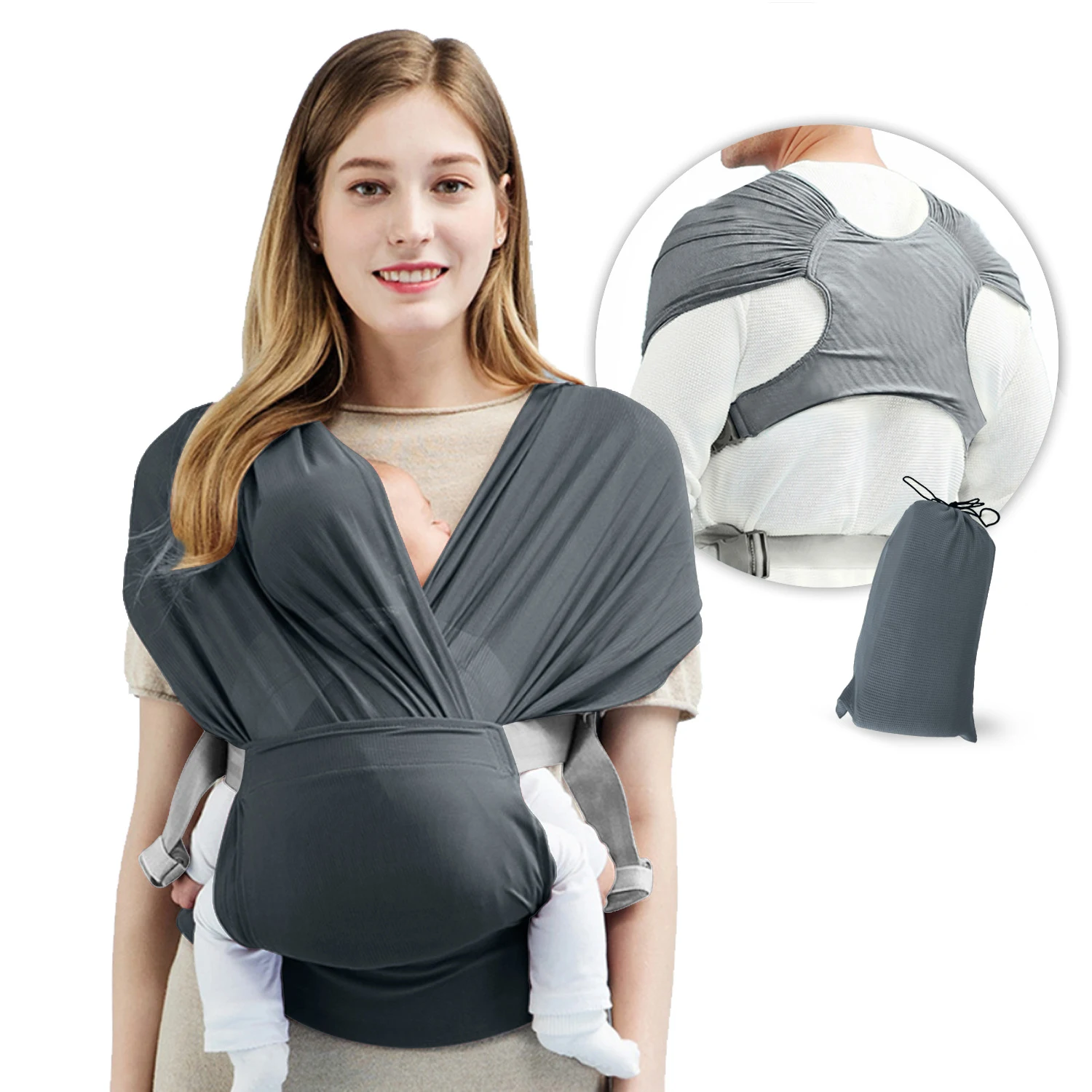 Sling abraçador para recém-nascidos com mãos leves para ninar e acalmar o bebê, promovendo um sono tranquilo e seguro. — foto 2