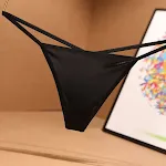 Calcinhas sexy de fio dental para mulheres, cetim elástico, agradável à pele, sem costura, com forro de algodão, calcinhas femininas T-Pants. — foto 1