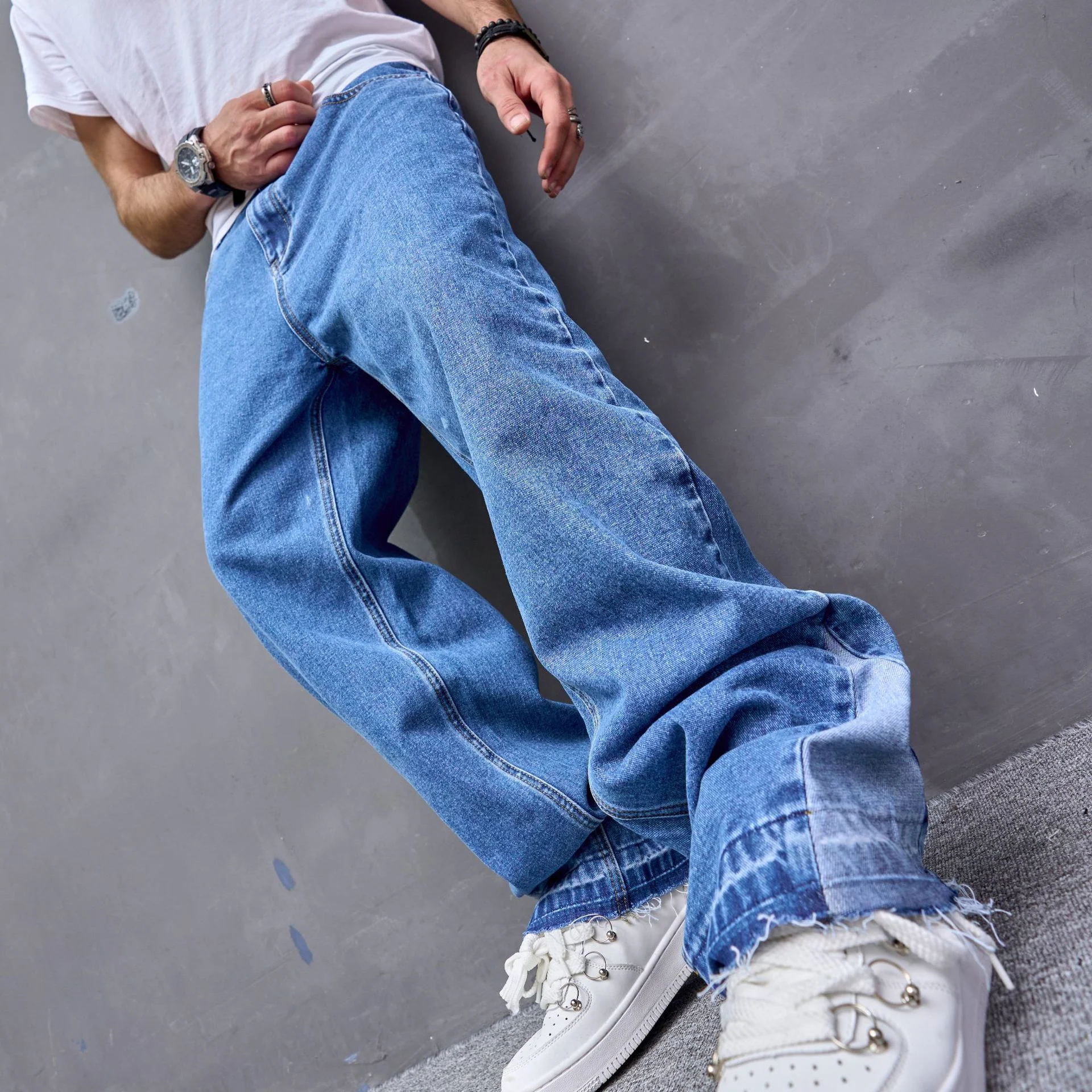 Jeans casuais vintage masculinas estilo americano tendência — foto 2