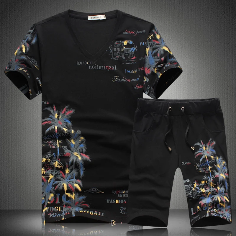New Men's Short-sleeved Suit Fashion Printed T-shirt and Shorts Set Sports Two-piece Summer Outfit — photo 12
