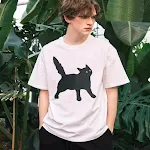 Camiseta de algodão com estampa pixelizada do Scratch Cat. Manga curta, confortável e estilosa, perfeita para o dia a dia. Mostre seu lado criativo! — foto 12