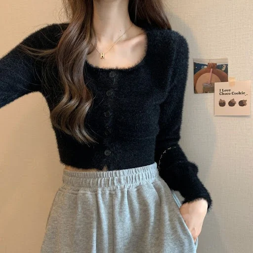 Title 6, Square Collar Gentle Style Slim Fit Womens Kni...